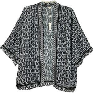 Max Studio Black and White Tribal Print Women’s Kimono Top Caftant Size L NWT